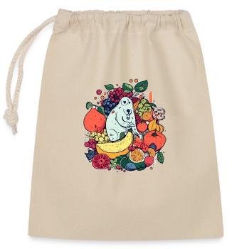 Mali le chien dans les fruits - Sac cadeau en coton avec cordon (25 x 30 cm) - nature - Devant