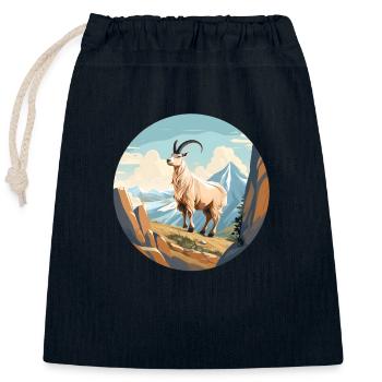 Mountain Goat - Closable cotton gift bag (25x30cm) - navy - Front
