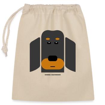Dachshund O-DOGS - Closable cotton gift bag (25x30cm) - nature - Front