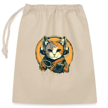 Chat Street Art - Sac cadeau en coton avec cordon (25 x 30 cm) - nature - Devant
