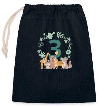 3. Jahrestag - Tiere zum dritten Jahrestag - Verschließbarer Geschenkbeutel aus Baumwolle (25x30cm) - Navy - Vorne