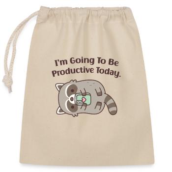 Cute Lazy Raccoon Going To Be Productive Today Fun - Closable cotton gift bag (25x30cm) - nature - Front