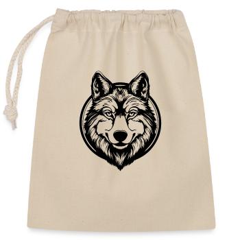 Wolf - Verschließbarer Geschenkbeutel aus Baumwolle (25x30cm) - Natur - Vorne