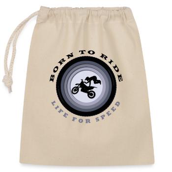 Motorcycle , Born to ride - Closable cotton gift bag (25x30cm) - nature - Front