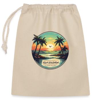 Sonnnige Insel Vintage Logo - Verschließbarer Geschenkbeutel aus Baumwolle (25x30cm) - Natur - Vorne