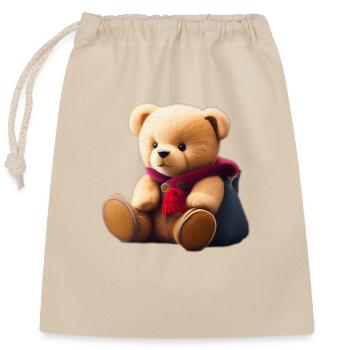 Teddybär - Verschließbarer Geschenkbeutel aus Baumwolle (25x30cm) - Natur - Vorne