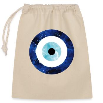 Evil Eye Symbol im stilvollen Aquarell Look - Verschließbarer Geschenkbeutel aus Baumwolle (25x30cm) - Natur - Vorne