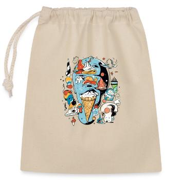 Le mangeur de glace - Sac cadeau en coton avec cordon (25 x 30 cm) - nature - Devant