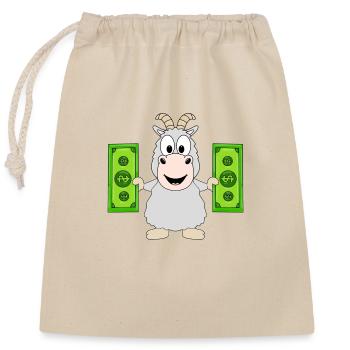 ZIEGE - TIER - GELD - Verschließbarer Geschenkbeutel aus Baumwolle (25x30cm) - Natur - Vorne