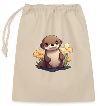 Otter - Closable cotton gift bag (25x30cm) - nature - Front