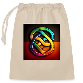 Bunte Formen im Regenbogen Farben Stil - Verschließbarer Geschenkbeutel aus Baumwolle (25x30cm) - Natur - Vorne