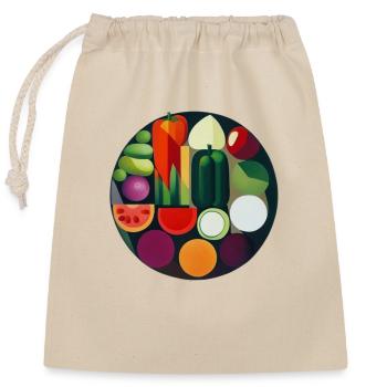 Composition artistique de légumes à base de plantes - Sac cadeau en coton avec cordon (25 x 30 cm) - nature - Devant