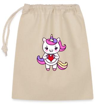 Fiançailles Saint-Valentin Love Fête des mères Licorne - Sac cadeau en coton avec cordon (25 x 30 cm) - nature - Devant