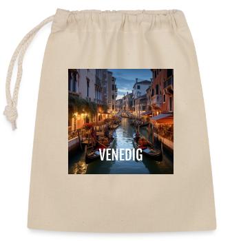 Venedig bei Nacht - Verschließbarer Geschenkbeutel aus Baumwolle (25x30cm) - Natur - Vorne