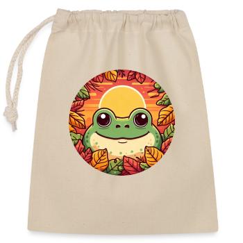 Frog, Leaves, Foliage, Colorful, Sunset - Closable cotton gift bag (25x30cm) - nature - Front