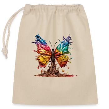 Regenbogen-Schmetterling - Verschließbarer Geschenkbeutel aus Baumwolle (25x30cm) - Natur - Vorne