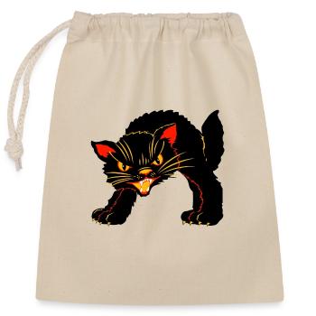 cat Halloween - Verschließbarer Geschenkbeutel aus Baumwolle (25x30cm) - Natur - Vorne
