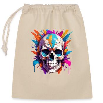 Skull - Verschließbarer Geschenkbeutel aus Baumwolle (25x30cm) - Natur - Vorne