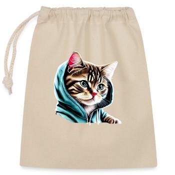 Hauskatze Katze Katzenbesitzer Haustier Kätzchen - Verschließbarer Geschenkbeutel aus Baumwolle (25x30cm) - Natur - Vorne