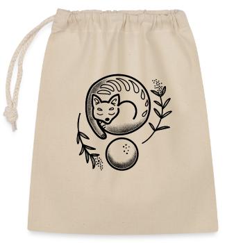 Tatouage renard et boule de cristal avec des fleurs - Sac cadeau en coton avec cordon (25 x 30 cm) - nature - Devant
