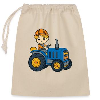 Tractor Young Kids - Closable cotton gift bag (25x30cm) - nature - Front