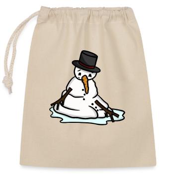 Melting Snowman - Closable cotton gift bag (25x30cm) - nature - Front