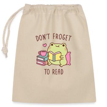 Cute Frog Reading A Book Dont Froget To Read Pun - Closable cotton gift bag (25x30cm) - nature - Front