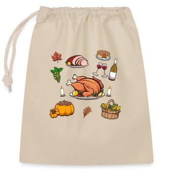 Thanksgiving-Essen - Verschließbarer Geschenkbeutel aus Baumwolle (25x30cm) - Natur - Vorne