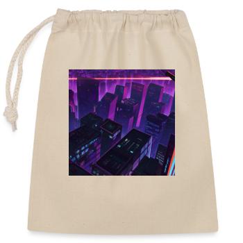 Style cyberpunk de la ville - Sac cadeau en coton avec cordon (25 x 30 cm) - nature - Devant