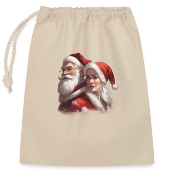 Ehepaar Santa Claus - Verschließbarer Geschenkbeutel aus Baumwolle (25x30cm) - Natur - Vorne