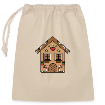 Maison en pain d’épices - Sac cadeau en coton avec cordon (25 x 30 cm) - nature - Devant