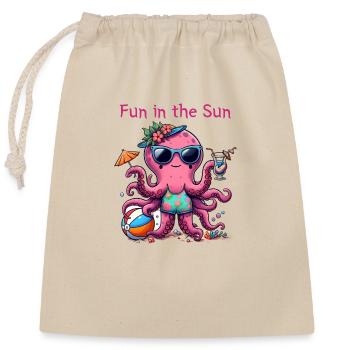 S’amuser au soleil - Sac cadeau en coton avec cordon (25 x 30 cm) - nature - Devant