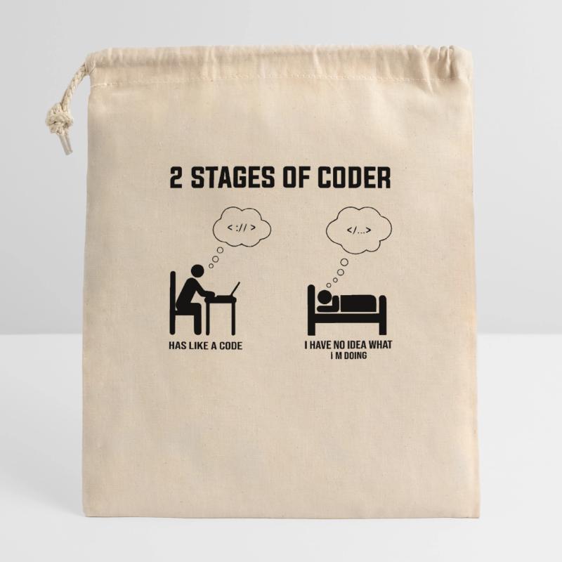 2 Stufen des Programmierers - Geschenkidee Humor Code Codierung Verschließbarer Geschenkbeutel aus Baumwolle (25x30cm)