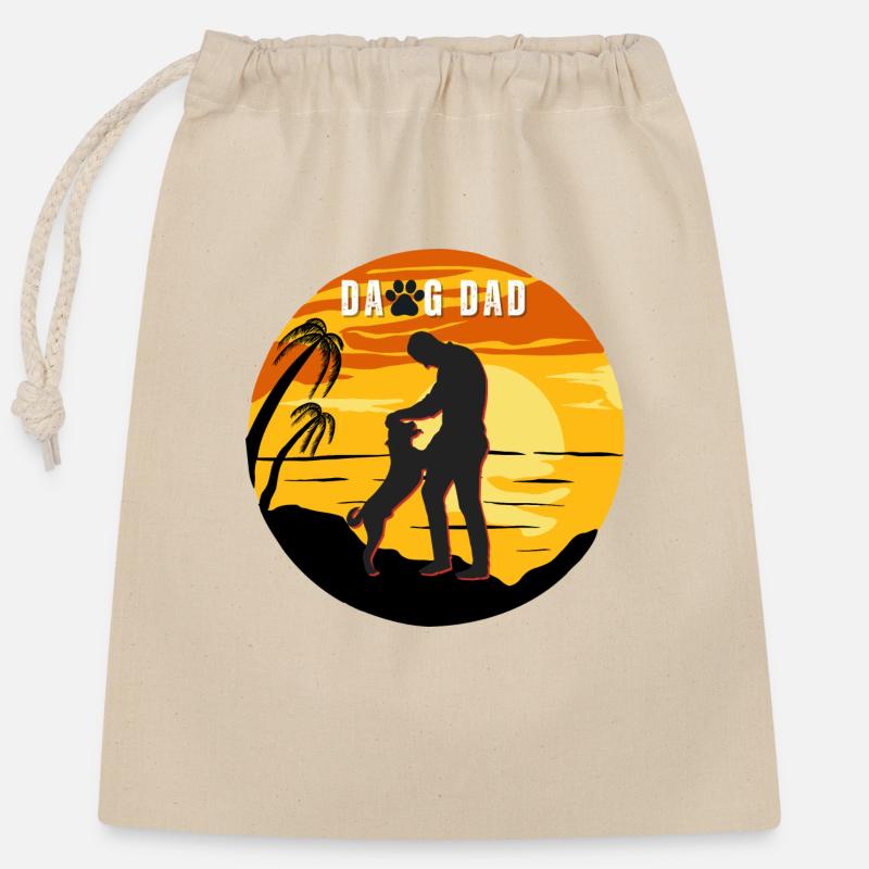 Dawg Dad Sunset Design - Closable cotton gift bag (25x30cm) - nature