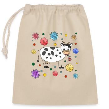 Cow - Closable cotton gift bag (25x30cm) - nature - Front