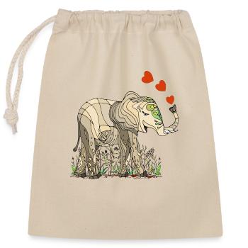 Elefant - Verschließbarer Geschenkbeutel aus Baumwolle (25x30cm) - Natur - Vorne