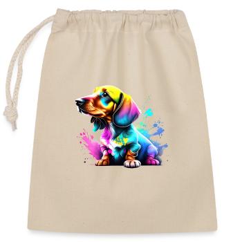 Dachshund Hund Dackelwelpe Hunde Hundehalter - Verschließbarer Geschenkbeutel aus Baumwolle (25x30cm) - Natur - Vorne