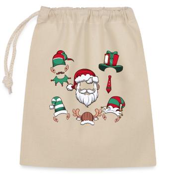 Chapeaux de Noël - Sac cadeau en coton avec cordon (25 x 30 cm) - nature - Devant