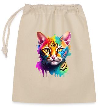 Katze Haustier Kätzchen Hauskatze Kater - Verschließbarer Geschenkbeutel aus Baumwolle (25x30cm) - Natur - Vorne