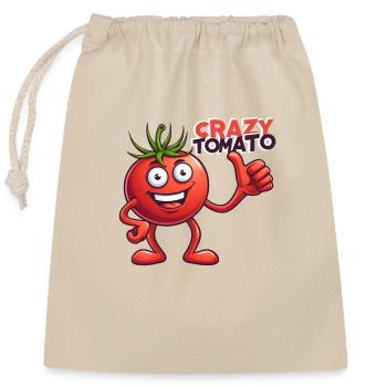 Crazy Veggies: Tomato with Thumbs Up - Verschließbarer Geschenkbeutel aus Baumwolle (25x30cm) - Natur - Vorne