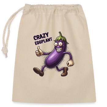 Crazy Veggies: Eggplant Hairy Power Walker - Closable cotton gift bag (25x30cm) - nature - Front