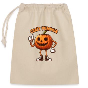 Crazy Veggies: Carved Pumpkin Thumbs Up - Verschließbarer Geschenkbeutel aus Baumwolle (25x30cm) - Natur - Vorne