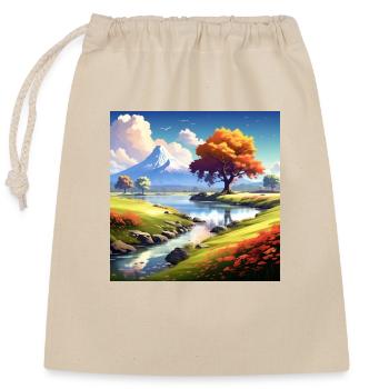 Schöne Landschaft mit See und Gebirge - Verschließbarer Geschenkbeutel aus Baumwolle (25x30cm) - Natur - Vorne