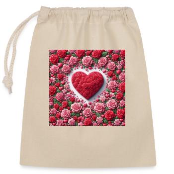 Happy Valentines Day - Closable cotton gift bag (25x30cm) - nature - Front