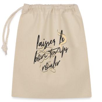 Let the good times roll, Frensh script, paintball - Closable cotton gift bag (25x30cm) - nature - Front