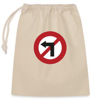 Turn left against left traffic sign - Closable cotton gift bag (25x30cm) - nature - Front