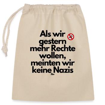 Demo Mehr RechteFcknzs Demonstration AntiAFD Anti - Verschließbarer Geschenkbeutel aus Baumwolle (25x30cm) - Natur - Vorne