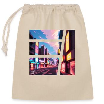 Asia City - Sac cadeau en coton avec cordon (25 x 30 cm) - nature - Devant