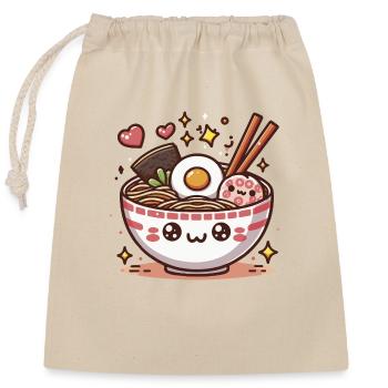 Cute Kawaii Ramen Foodie - Closable cotton gift bag (25x30cm) - nature - Front