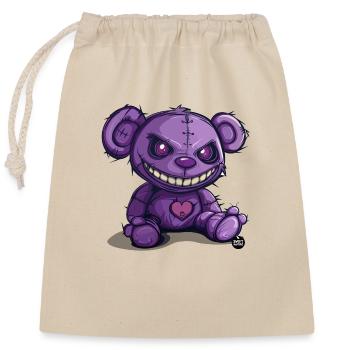 Peluche violette effrayante - Sac cadeau en coton avec cordon (25 x 30 cm) - nature - Devant